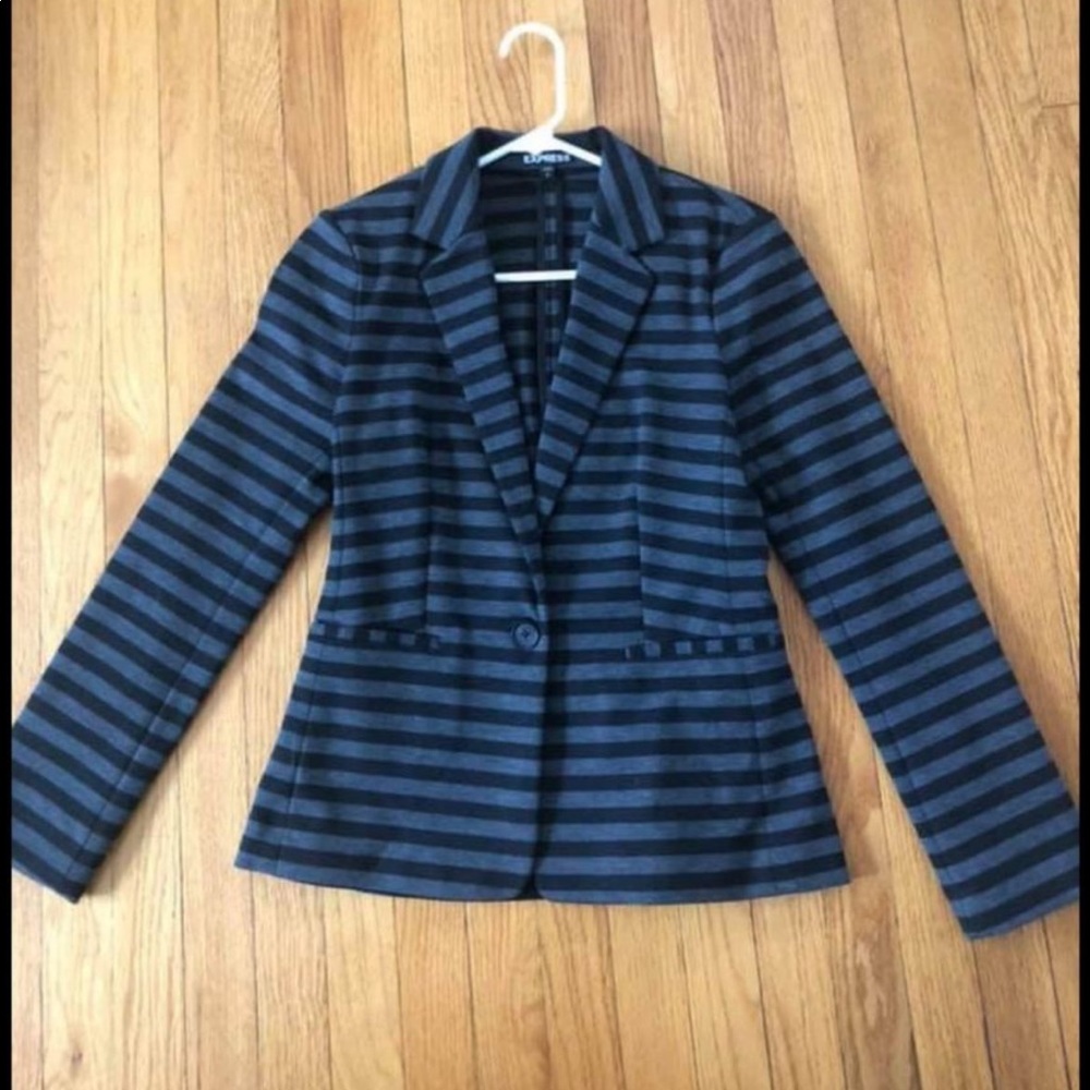 Express Size Small Black and Grey Striped Blazer